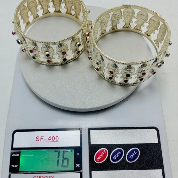 Single Retro Style Bracelet, Boho Handmade Silver Cuff, Tribal Silver Kuchi Cuff - Picture 7 of 7